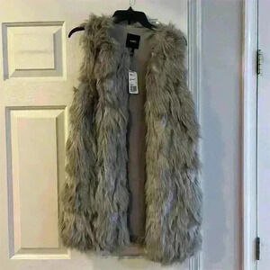 Forever 21Women's Gray Faux Fur Vest Size S Fall Winter Casual